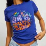 Urban Outfitters  Baby tee groovy love is kind cotton royal cobalt flowers top Photo 0