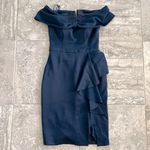 XScape Bow Off-the-Shoulder Scuba Knit Cocktail Dress, Navy Size 10 NEW w/o Tag Photo 2
