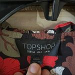 Topshop wrap mini floral dress red black brown green beige size 2 BD Photo 3