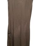 Flax  Crepe Sleeveless Long Maxi Dress Square Neck Lagenlook Brown size Medium Photo 4