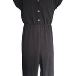 No Boundaries Womens  Button Down Crepe Black Weekender Jumpsuit - Sz S Photo 0