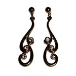 Vintage Gold Plated Rhinestone Women’s Dangle Earrings For Pierced Ears Photo 1