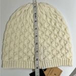 Frye Cable Knit Beanie Hat White One Size NWT Warm Winter Accessory Photo 7