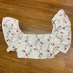 ZARA Floral Crop Top Women Size Small Ruffle Sleeve Square Neck Blouse White NWT Photo 0