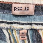 Per Se Women’s Linen Blend Boho Striped Tie Waist Fold-Over Hem Shorts Photo 6