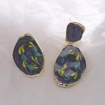 Oil Painting Graffiti Stud Drop Earrings Purple Photo 0