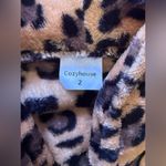 Leopard Print Robe Cozy house Full Zipper Two Pockets Lounger Wear Size 2 Brown Photo 11