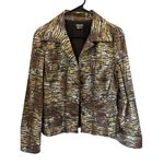 Anthracite jacket Women's Tiger Print Size 8 Long Sleeve Button Casual Formal Brown Photo 1