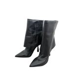 Black Suede Studio Fold Over Leather Booties Size 9.5US Angular Heel Black Photo 3
