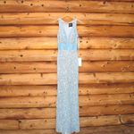 Mac Duggal  4930  Womens Blue Sequin V Neck Sleeveless Column Gown Dress Photo 5