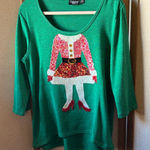Onque Casuals Green Knit holiday Top petite large Size undefined Photo 0