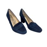 Alex Marie Navy Blue Suede Leather Block Heel Loafer Pumps Shoes 10 Photo 2