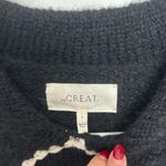 THE GREAT. Black with Soft White Crochet Collar Pullover Size M Photo 2