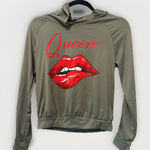 Rainbow Sandals Bit Lip Crop Hoodie Queen long sleeve‎ Olive Green top SIZE medium Photo 0