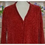 Simply Noelle Ladies Dark Red Open Front Chenille Cardigan Sweater Size 8-10 Photo 3