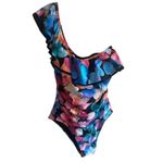 Profile by Gottex Color Rush Black Ruffle‎ One Shoulder One Piece Swimsuit 14 Photo 3