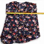 Philosophy Size S Navy Blue Floral Blouse V-Neck Cuffed Sleeve Dark Moody Print Photo 2
