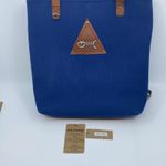 Most Wanted USA Womens Navy Lightweight Canvas Leather Shoulder Tote Handbag Photo 2