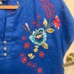 Johnny Was  Blue Multi Colored Embroidered XXL Linen Dress.        2657 Photo 4