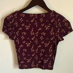 PacSun ’s Me to We Women’s Cropped Floral Print Cap Sleeve Zip Front Ribbed Top Photo 4