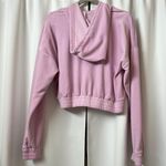 Forever 21 F21 Kawaii Pastel Lilac Purple Semi Crop Velour Y2K Hoodie Sweatshirt Size Large Photo 3