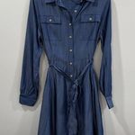 On 34th Women's Chambray Belted Visit Shirtdress Size Medium NWOT Blue Photo 1