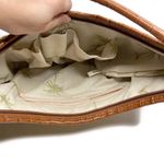 Faux Leather & Woven Straw Silver Accents Purse Brown Photo 5