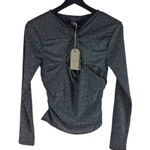 ALLSAINTS NEW All Saints Caelum Metallic Twist Top Blouse Long Sleeve Gunmetal Size 4 Photo 1