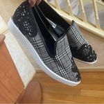 Karl Lagerfeld Paris CARLYN Plaid Slip On Sneaker Lace embroidered casual Sz 8 Photo 4