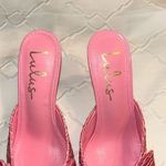 Lulus  Rose Pink Satin Textured Bow High Heel Mules(Size 6.5) Photo 6