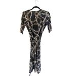 Daisy Fuentes  Womens Small Chain DRESS Black Taupe White Belt V Neck Mob Wife Photo 7