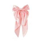 Amazon Elegant Pink Satin Hair Bow Clip Photo 1