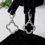 Silver Crystal Clover Pendant Necklace and Earrings Set New Photo 2
