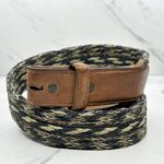 Georgia Boot Distressed Woven Genuine Leather No Buckle Belt Strap Size 36 Photo 0