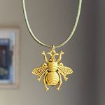 Handmade gold tone bee boho funky vintage antique style simple necklace🐝🧡 Photo 0