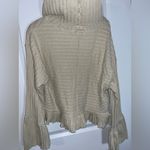 Heyson Beige Boho Chic Waffle Knit Ruffle Trim Pullover Sweater Hoodie Sz Large Tan Photo 1