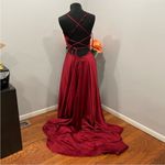 La Femme 28571 Prom Dress Satin Empire Waist Sleeveless Gown Wine Size 2 Photo 6