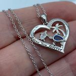 I Love You Forever Sea Turtle Sterling Silver Cz Necklace Photo 0