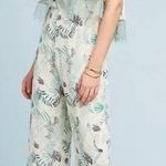 Foxiedox New Lace Ruffle Printed Cropped Strapless Jumpsuit Green Petite Size XS Photo 2