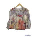 Mimi Chica floral white ruffle crop blouse long sleeve size Medium NWOT Photo 3