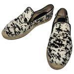 Elyse Walker 38 Black White Calf Hair Animal Print Leather Espadrilles Loafers Size 7.5 Photo 1