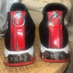 DKNY Mylo Sneakers Black, Silver & Red With White Platform Tennis Shoes 10 Photo 5