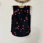 Kate Spade  Live Colorfully Black cherry blossom sleeveless top 00 button back Photo 3