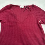 Socialite NWT  Burgundy V-Neck Waffle Knit Long Sleeve Thermal Shirt Photo 1