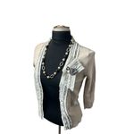 White House | Black Market cardigan NWT Sz XS - creme tan and black career sweater Photo 1