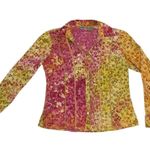 Vintage Velour Floral Paisley Button Down Shirt Yellow Pink Velvet Western Lace Photo 0