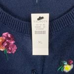 Talbots  Navy Blue Sequin Floral Crewneck Cardigan Sz.XL NWT Photo 5