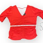 DKNY Ruched Puff Shoulder Top In Flame Women’ Size Large NWT Photo 4