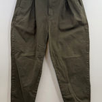 BCBGeneration  High Rise Barrel Leg Pants Olive Green Stretch Cotton Size L Photo 0