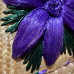 Vintage 1960s or 1970s Straw and Raffia Handbag or Small Tote Floral Beachy Photo 12